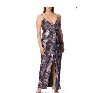 ML Monique Lhuillier Floral Sequin Surplice Gown